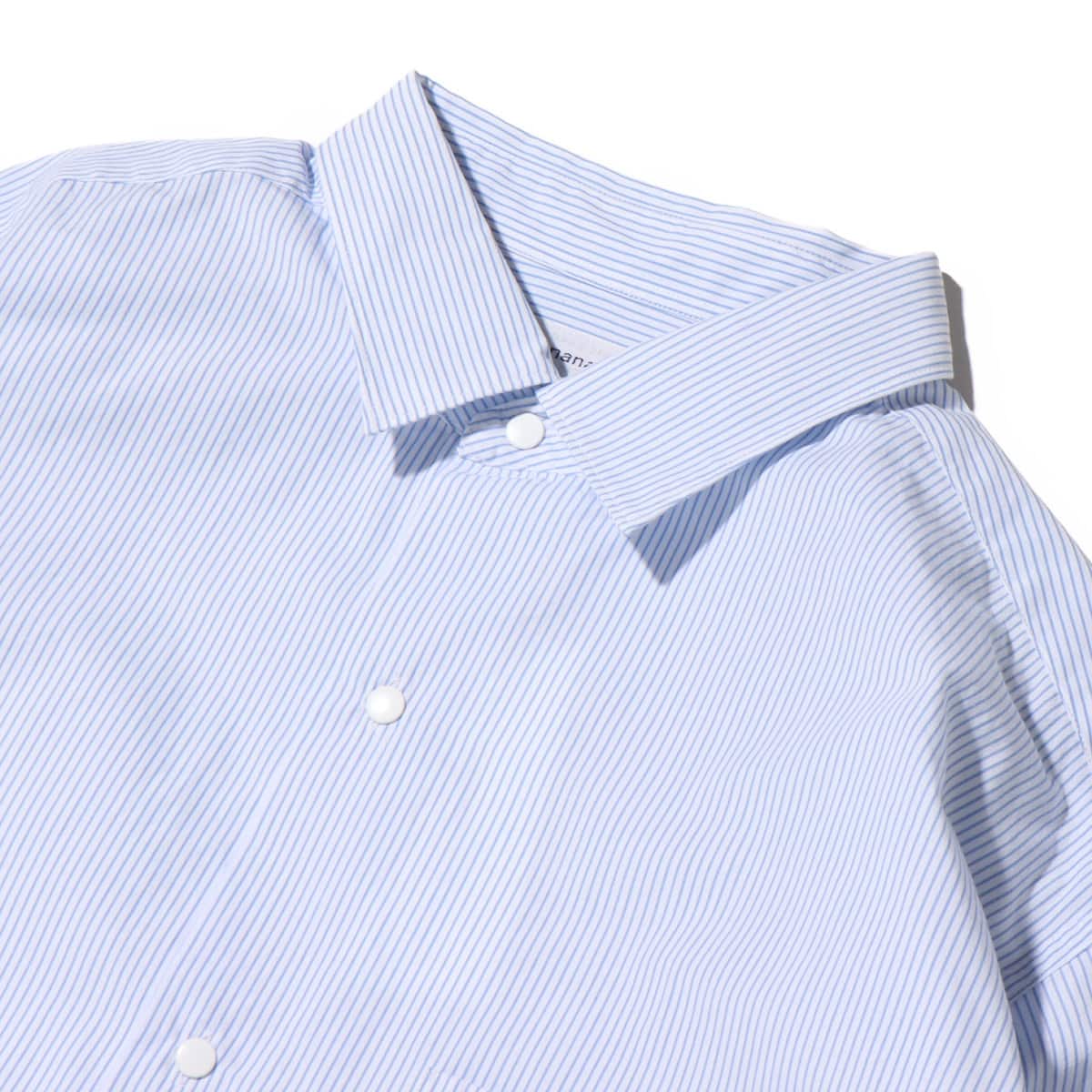 nanamica Regular Collar Stripe Wind Shirt Sax 23FA-I