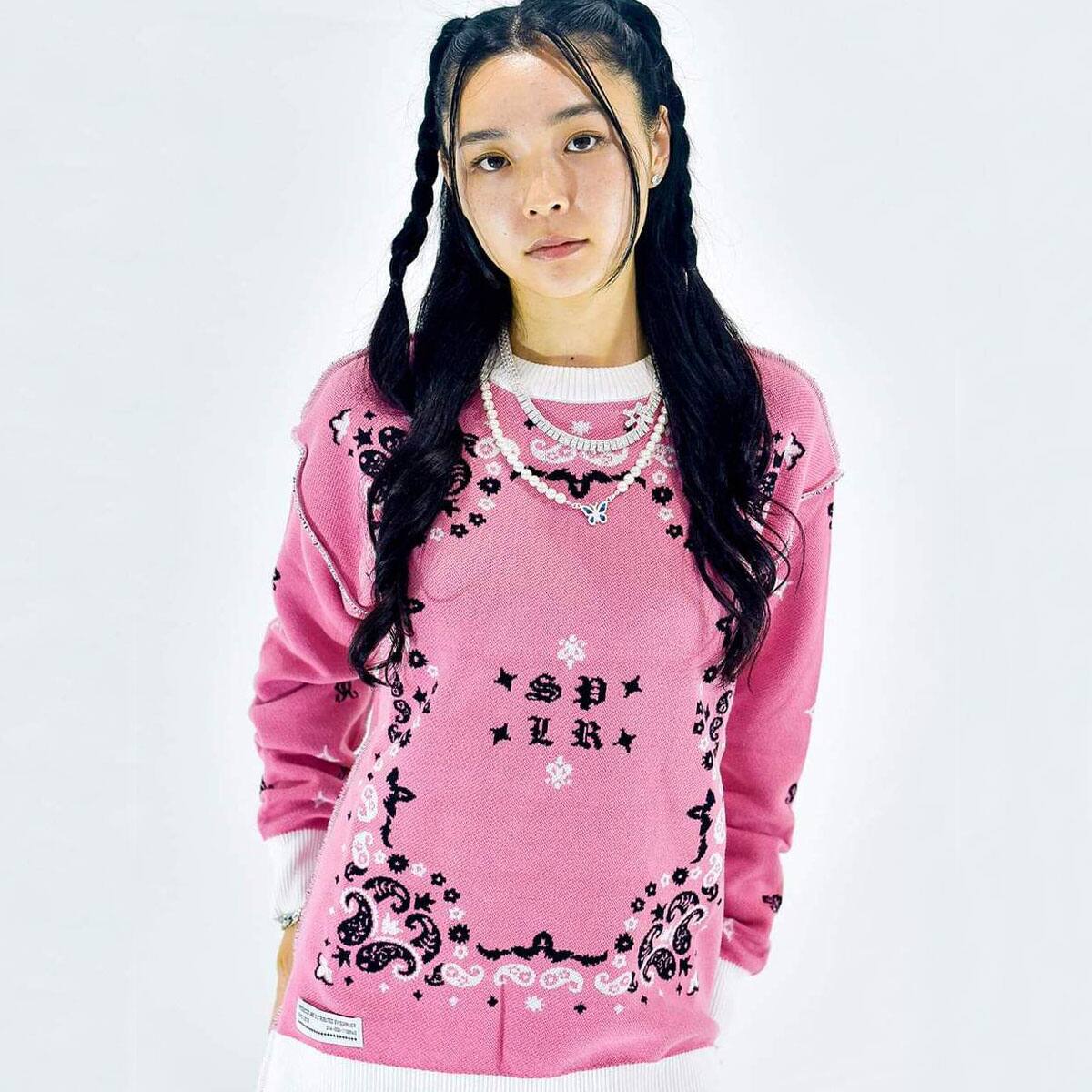 SUPPLIER PAISLEY CREW KNIT PINK 21FA-I