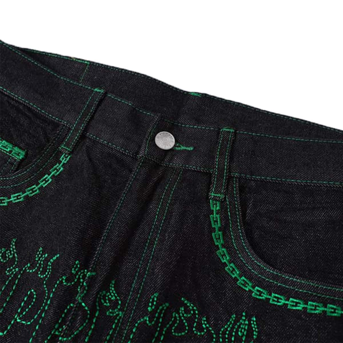 SUPPLIER FIRE PATTERN STITCH LOGO DENIM BLACK/GREEN 22SP-I