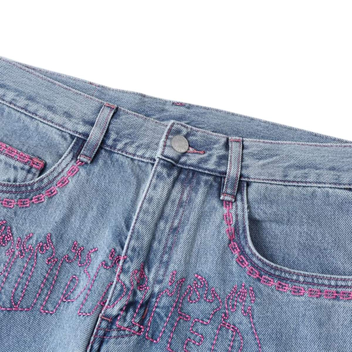 SUPPLIER FIRE PATTERN STITCH LOGO DENIM LIGHT BLUE/PINK 22SP-I