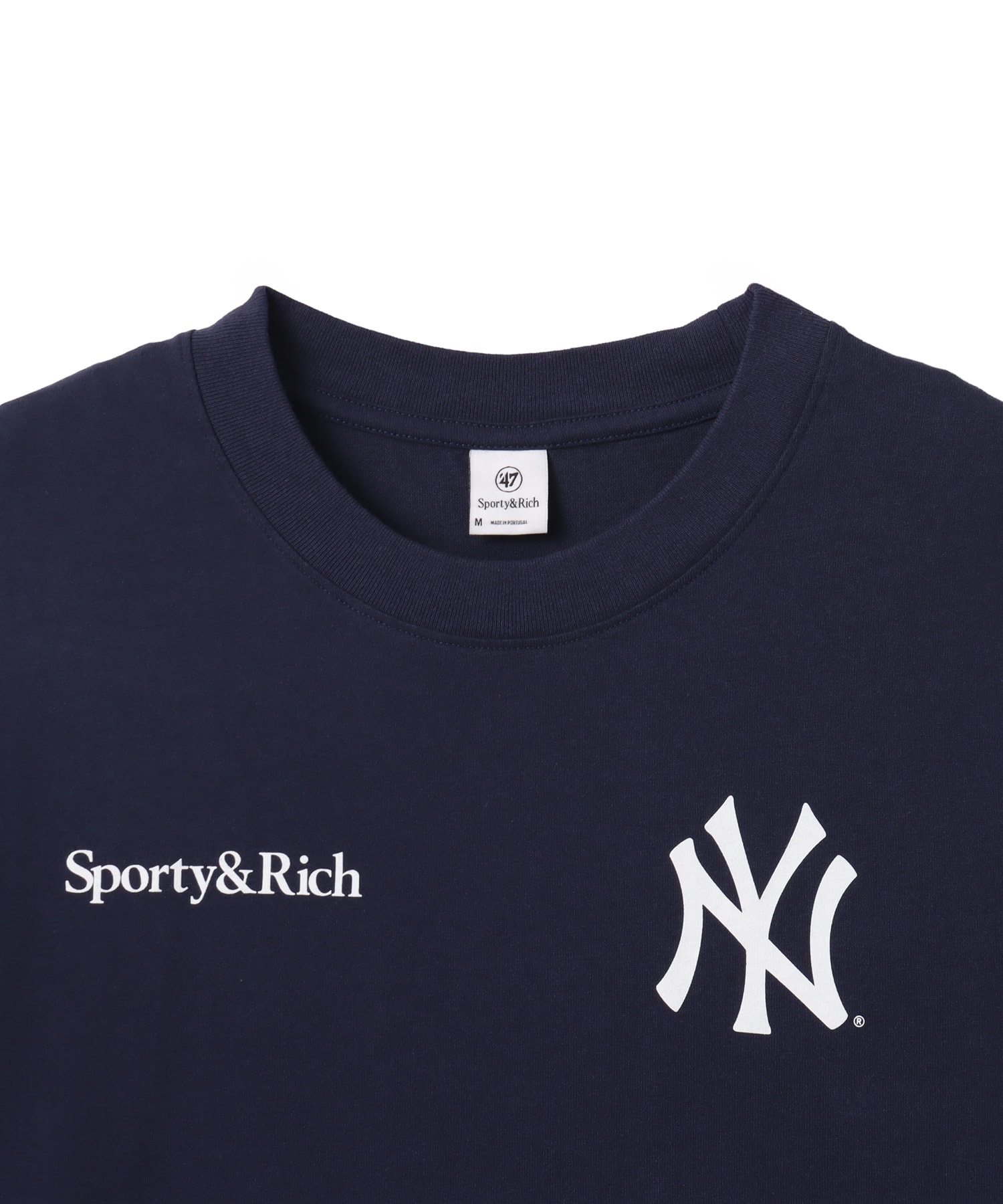 SPORTY＆RICH Yankees Curve T-Shirt Dark Navyの画像