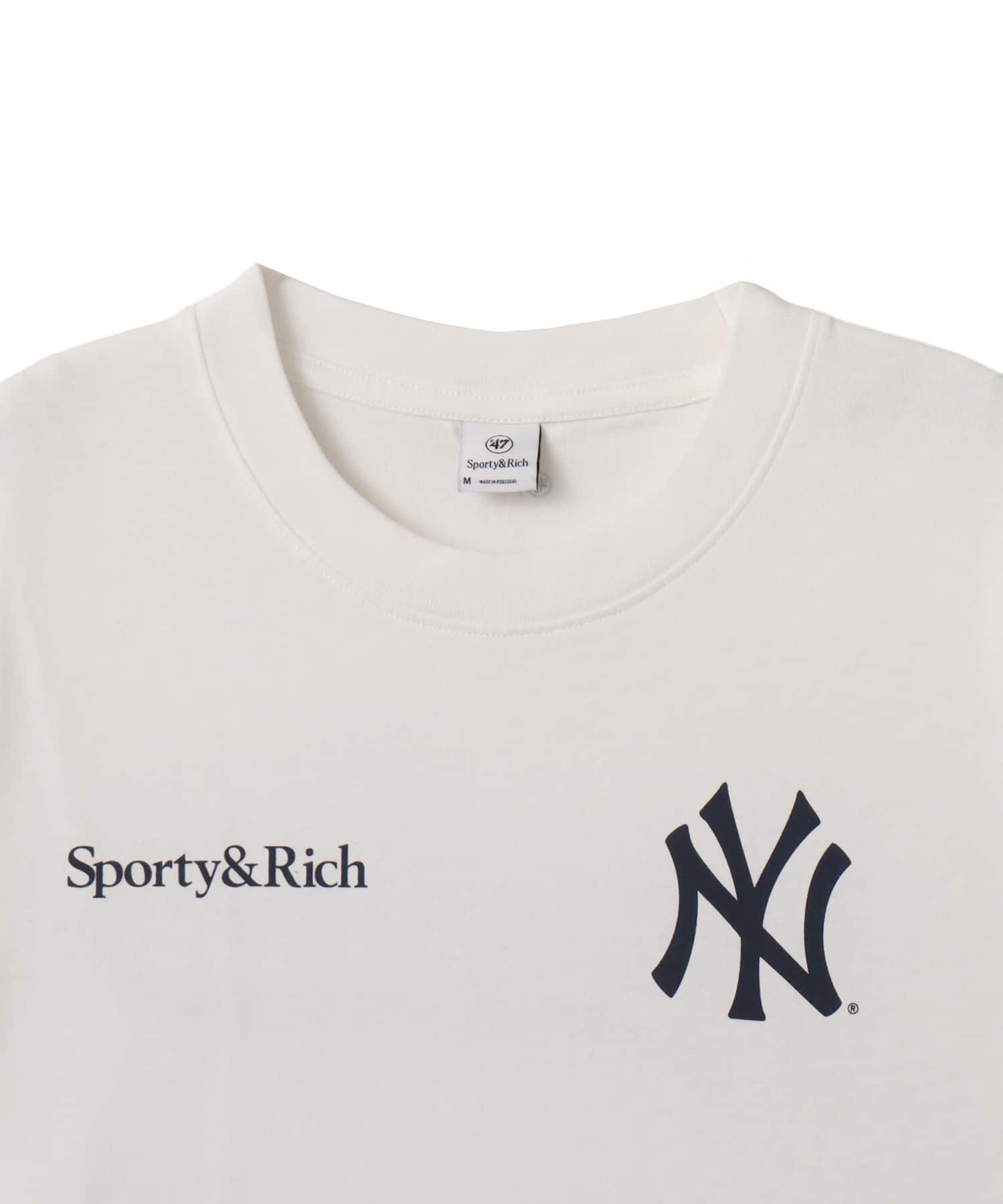 SPORTY＆RICH Yankees Curve T-Shirt Whiteの画像