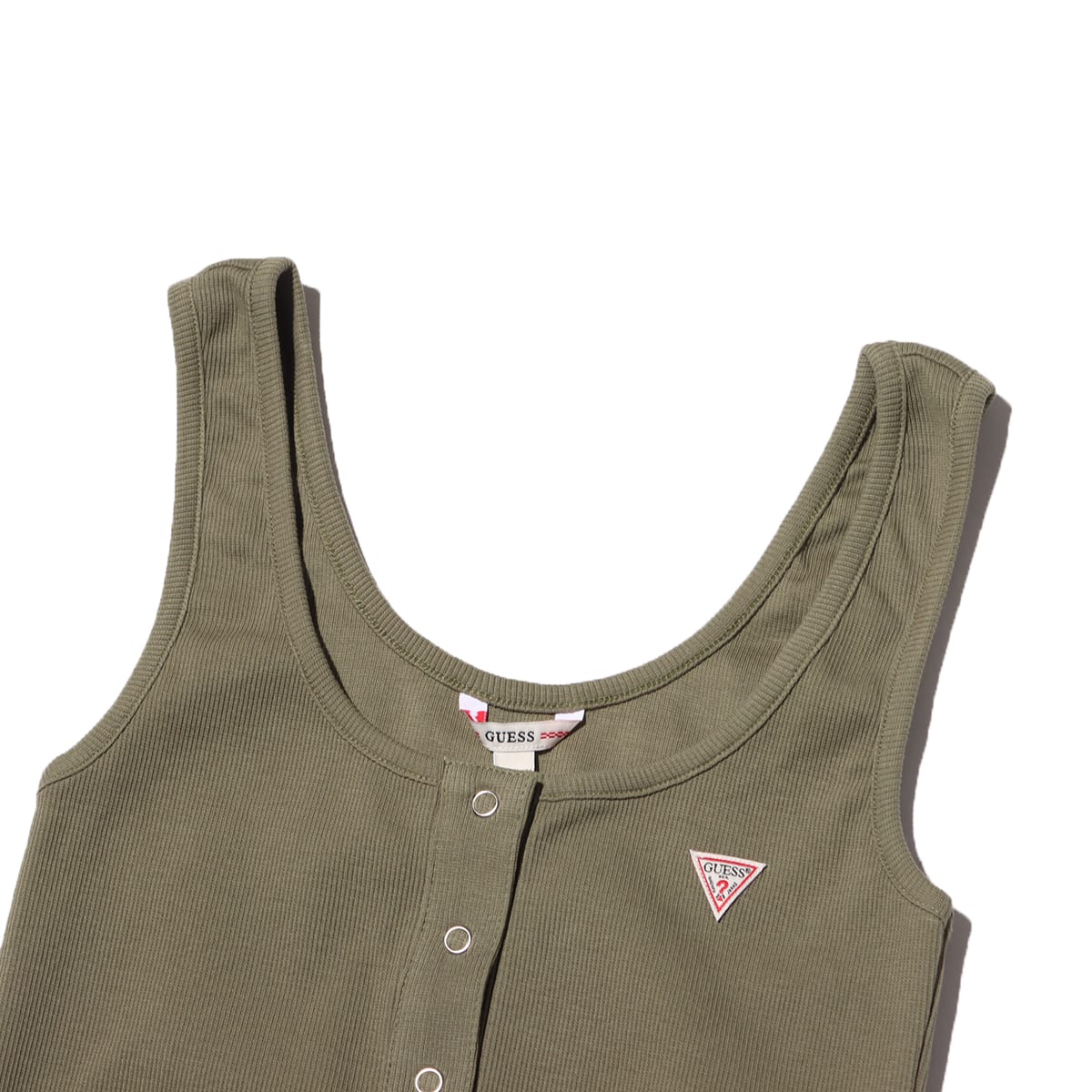 GUESS SL GUESS LOGO CROP TANK KHAKI 21SS-Iの画像