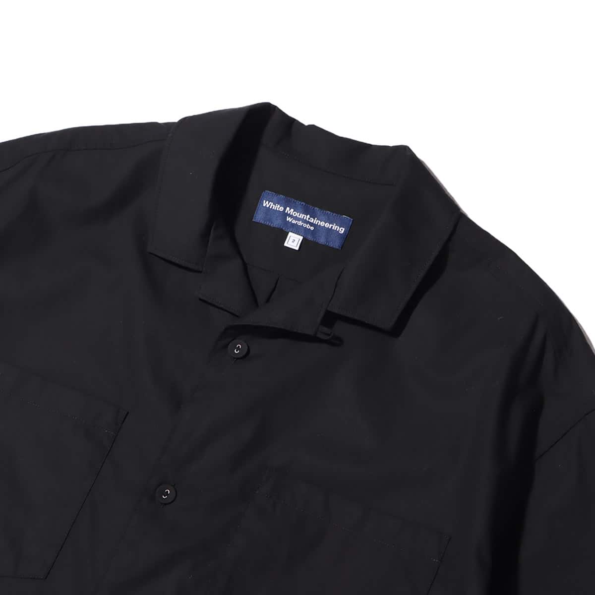 WHITE MOUNTAINEERING BROAD OPEN COLLAR SHIRT BLACK 21SP-I