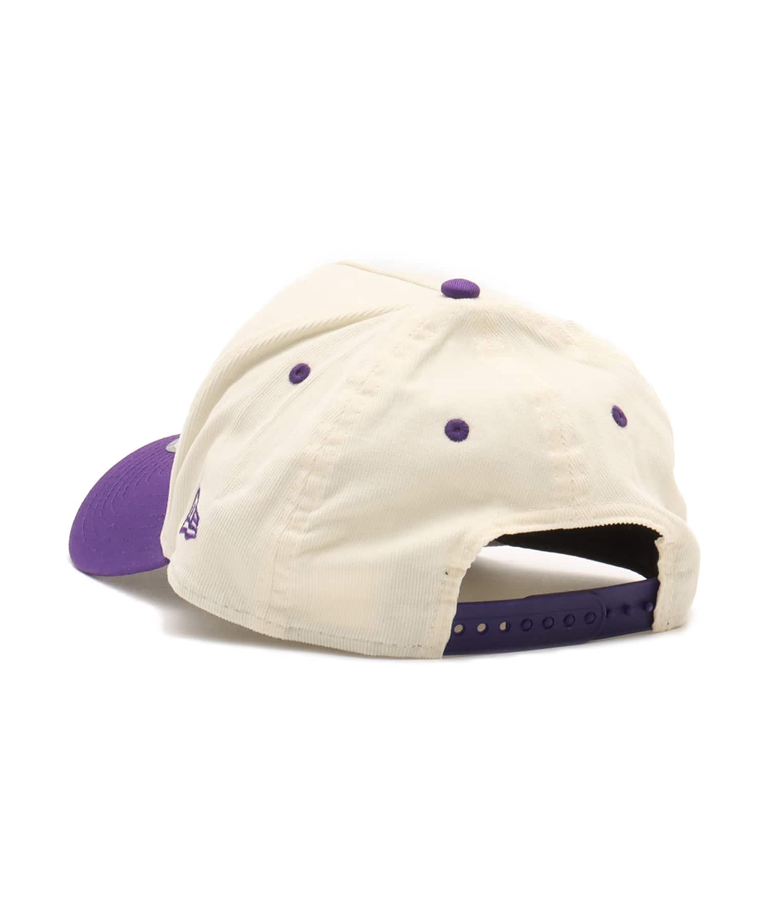 NEW ERA 9FORTY A-FRAME SUMMER CORDUROY Los Angeles Lakers CHROME TRUE PURPLE VISOR PURPLEの画像