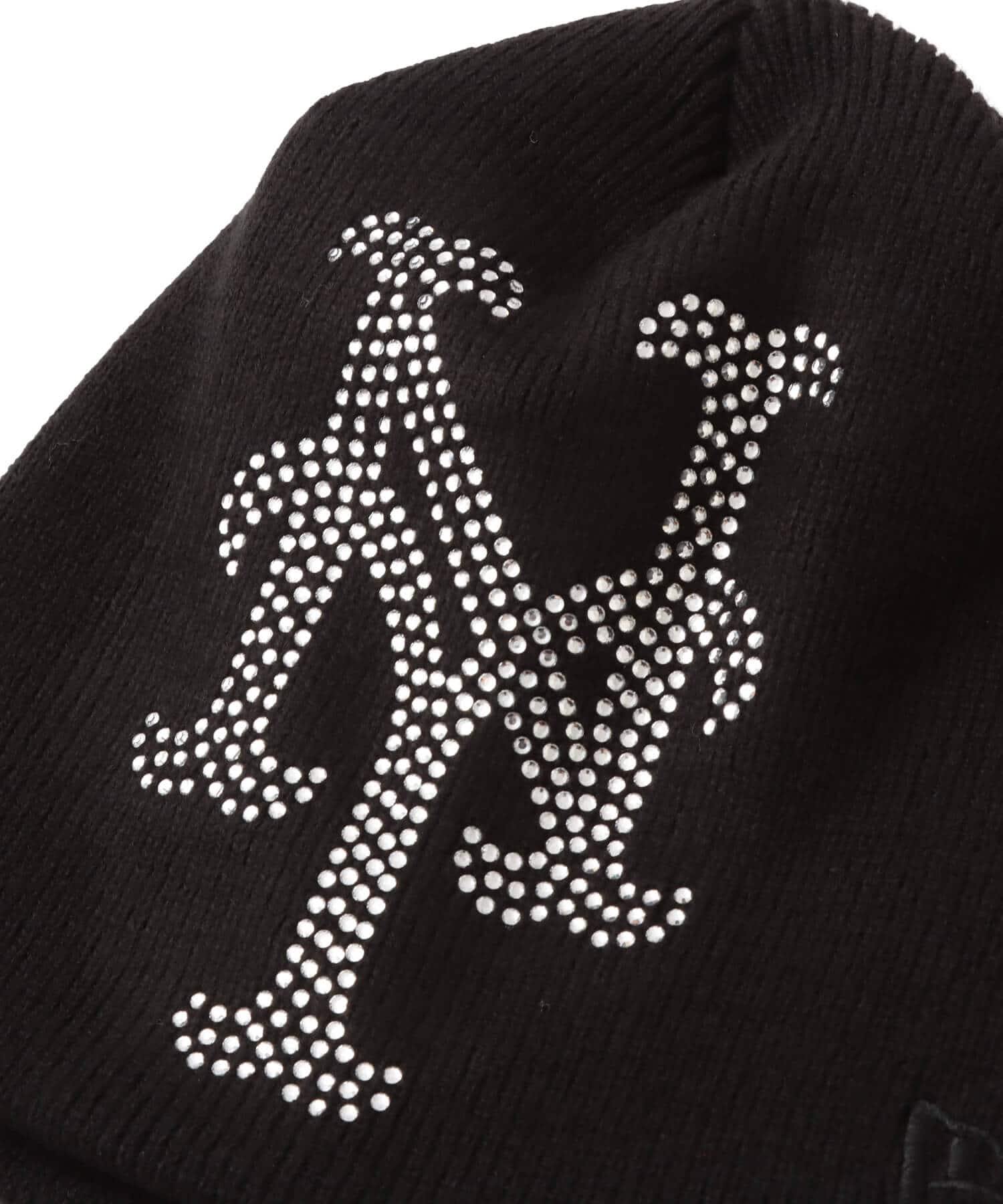 NEW ERA BASIC BEANIE BIG LOGO RHINESTONE New York Mets BLACKの画像