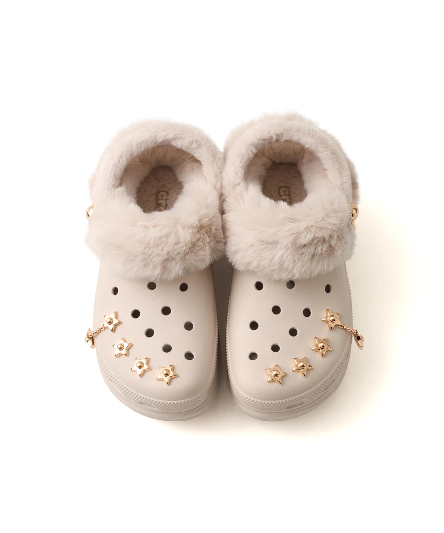 crocs Bae Lined Metal Minis Clog Cocoa Creamの画像