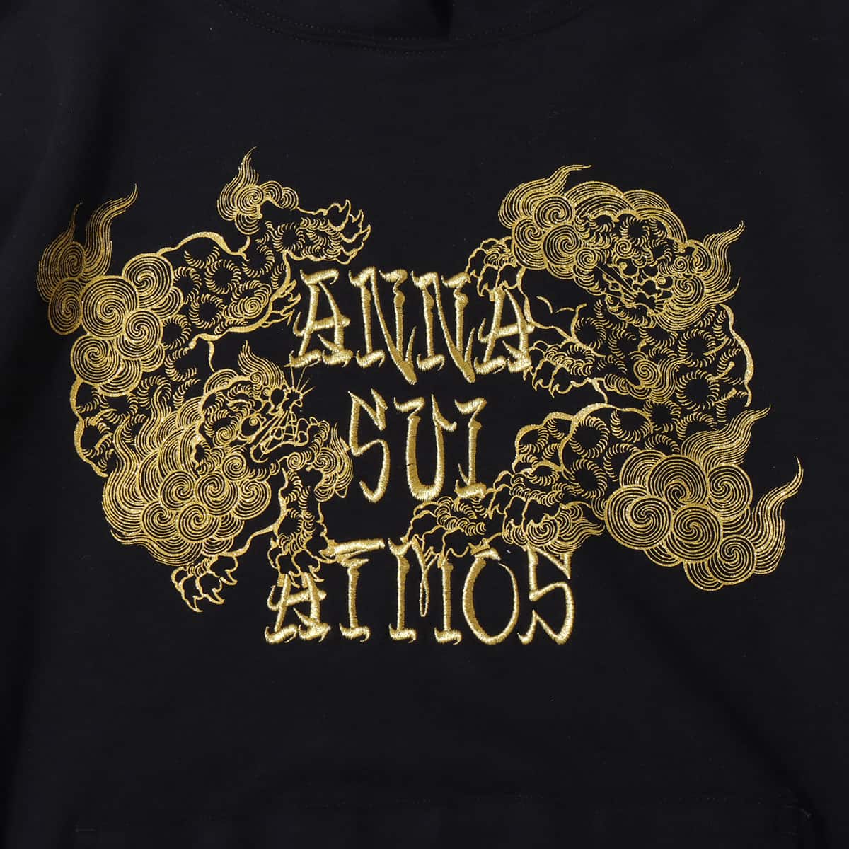 ANNA SUI x ATMOS ロゴ刺繍フーディー BLACK