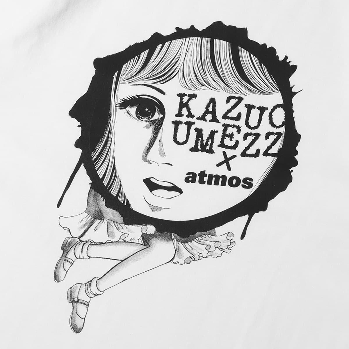 atmos pink × 楳図かずお コラボLOGO SS TEE WHITE