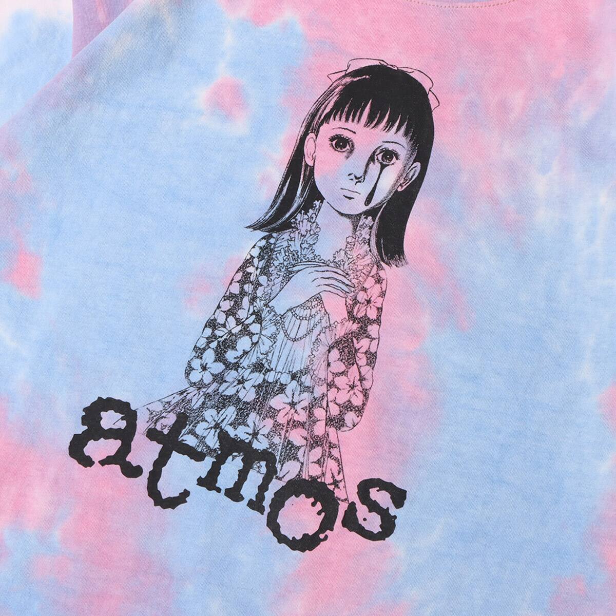 atmos pink × 楳図かずお 美少女 洗礼 TIE-DYE TEE BLUE 21HO-S