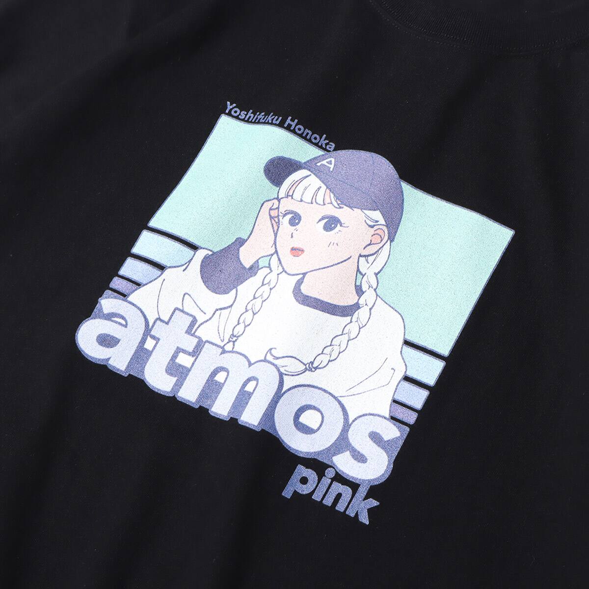 atmos pink ヨシフクホノカ × atmos pink コラボT BLACKの画像