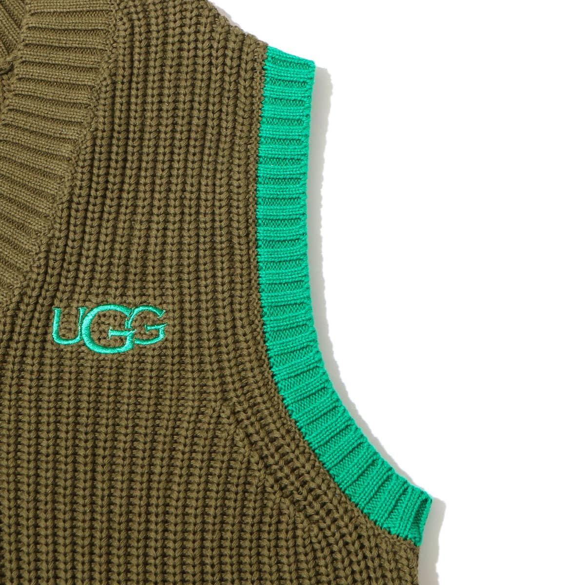 UGG 配色ニットベスト GREEN 22SS-I