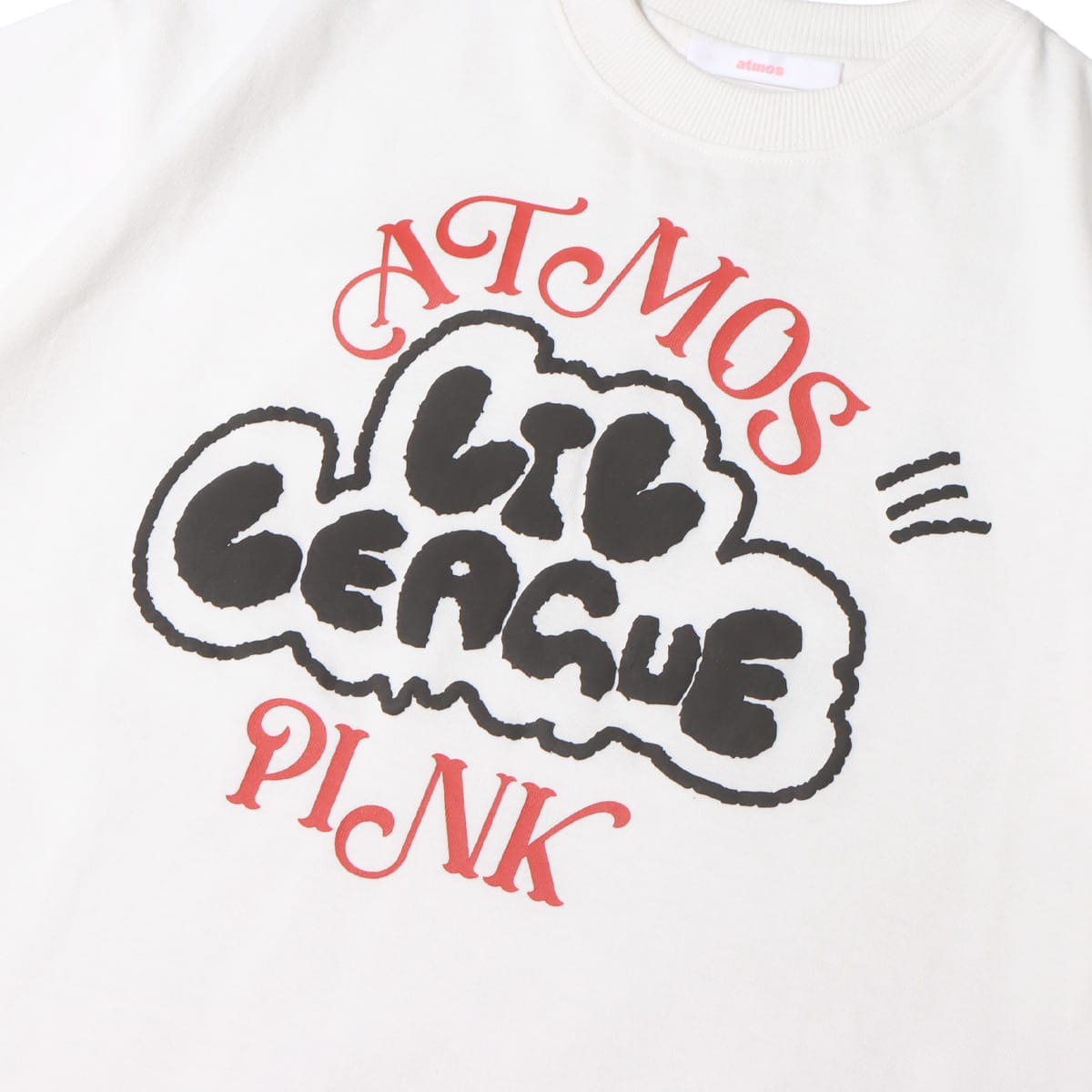 atmos pink × LIL LEAGUE 書き下ろしロゴ Tシャツ WHITE