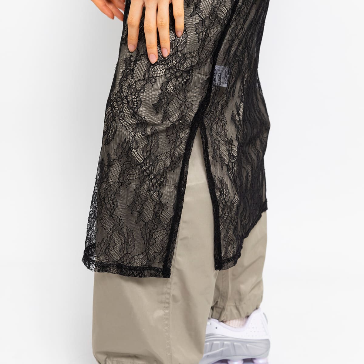 ANNA SUI NYC ボタニカルモチーフ レース ロングドレス BLACKの画像