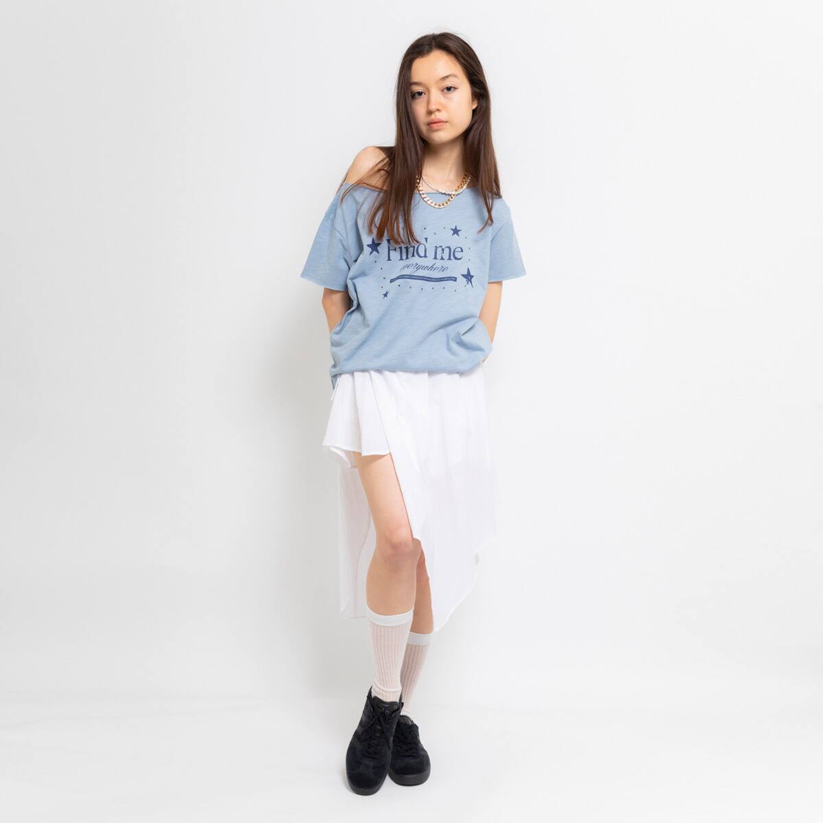 LAGUA GEM x ATMOS PINK PRINT TEE LIGHT BLUE の画像