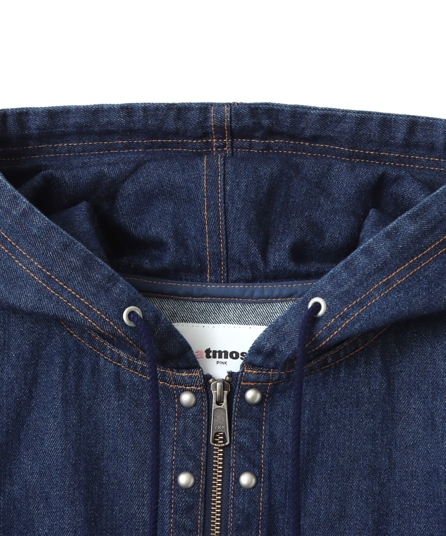atmos pink Studs Denim Hoodie BLUEの画像