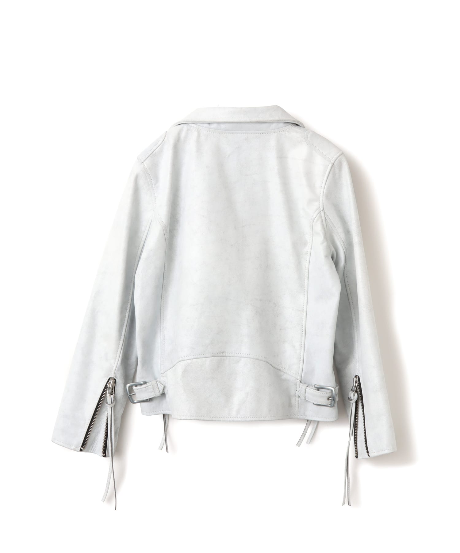 atmos pink Distressed Leather Jacket WHITEの画像