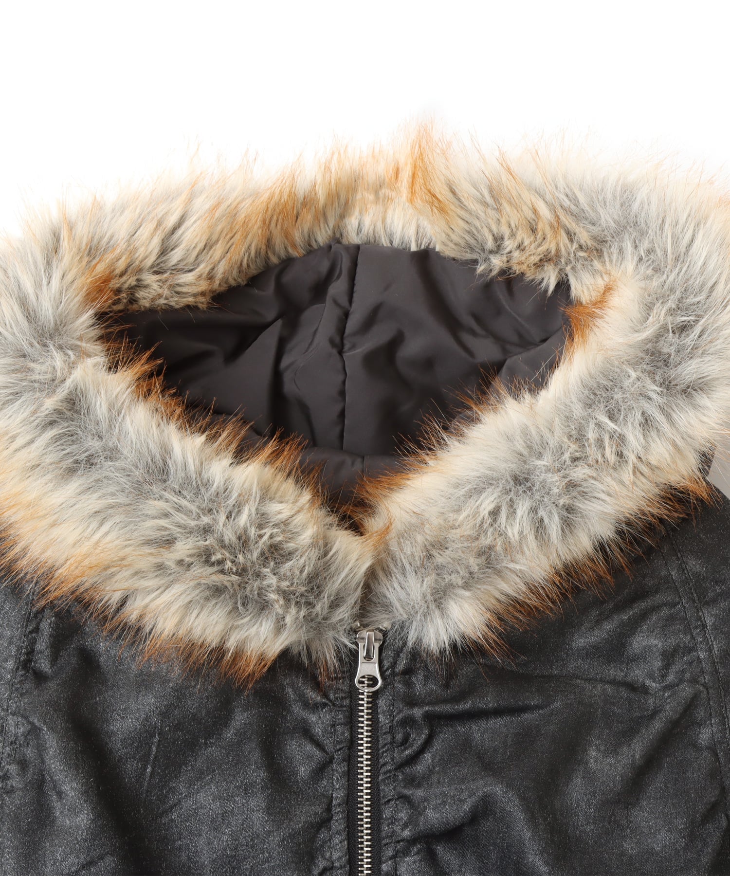 atmos pink Faux Fur Hooded Jacket BLACKの画像