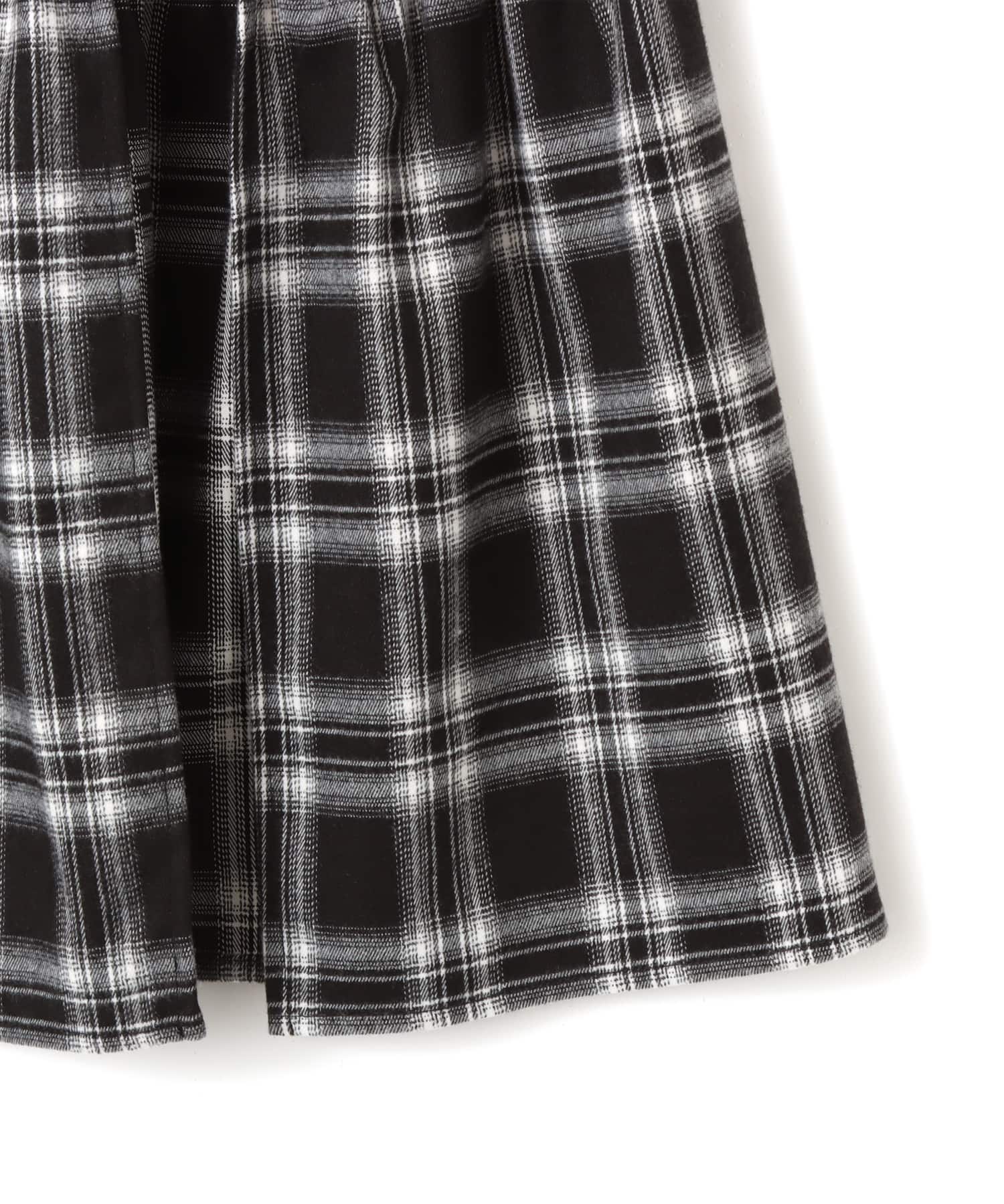 atmos pink Plaid Tiered Skirt BLACKの画像