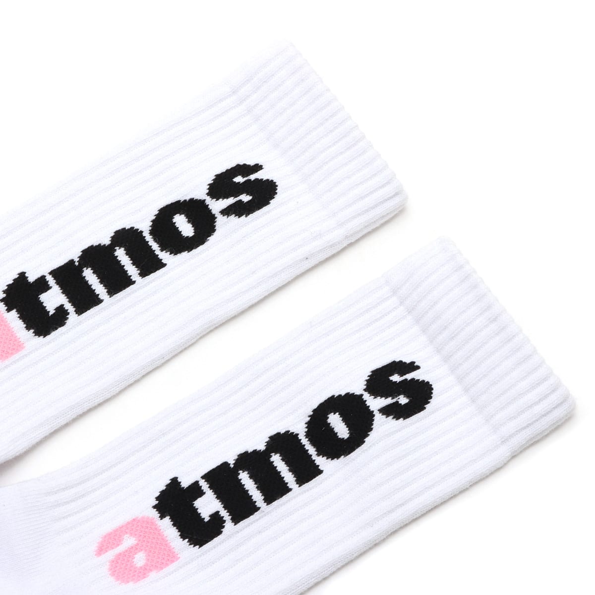 atmos pink Jacquard Logo Socks WHITEの画像