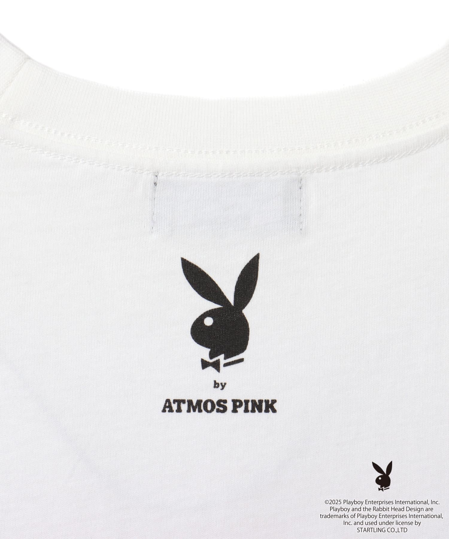 PLAYBOY x atmos pink Big T-shirt WHITE X BLUEの画像