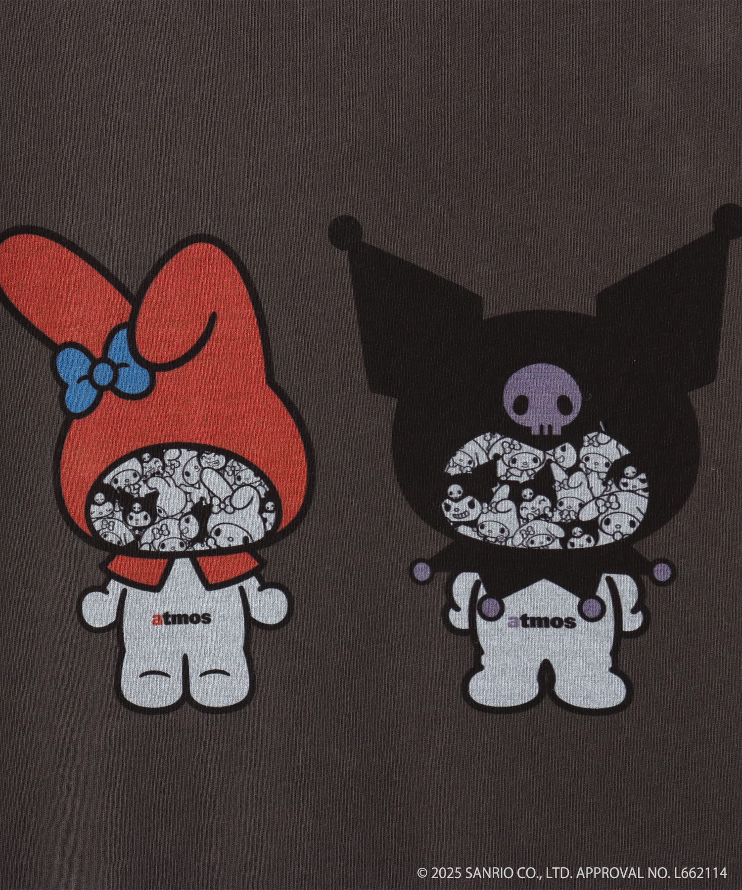 atmos pink x MY MELODY ＆KUROMI Vintage Big T-shirt CHARCOALの画像