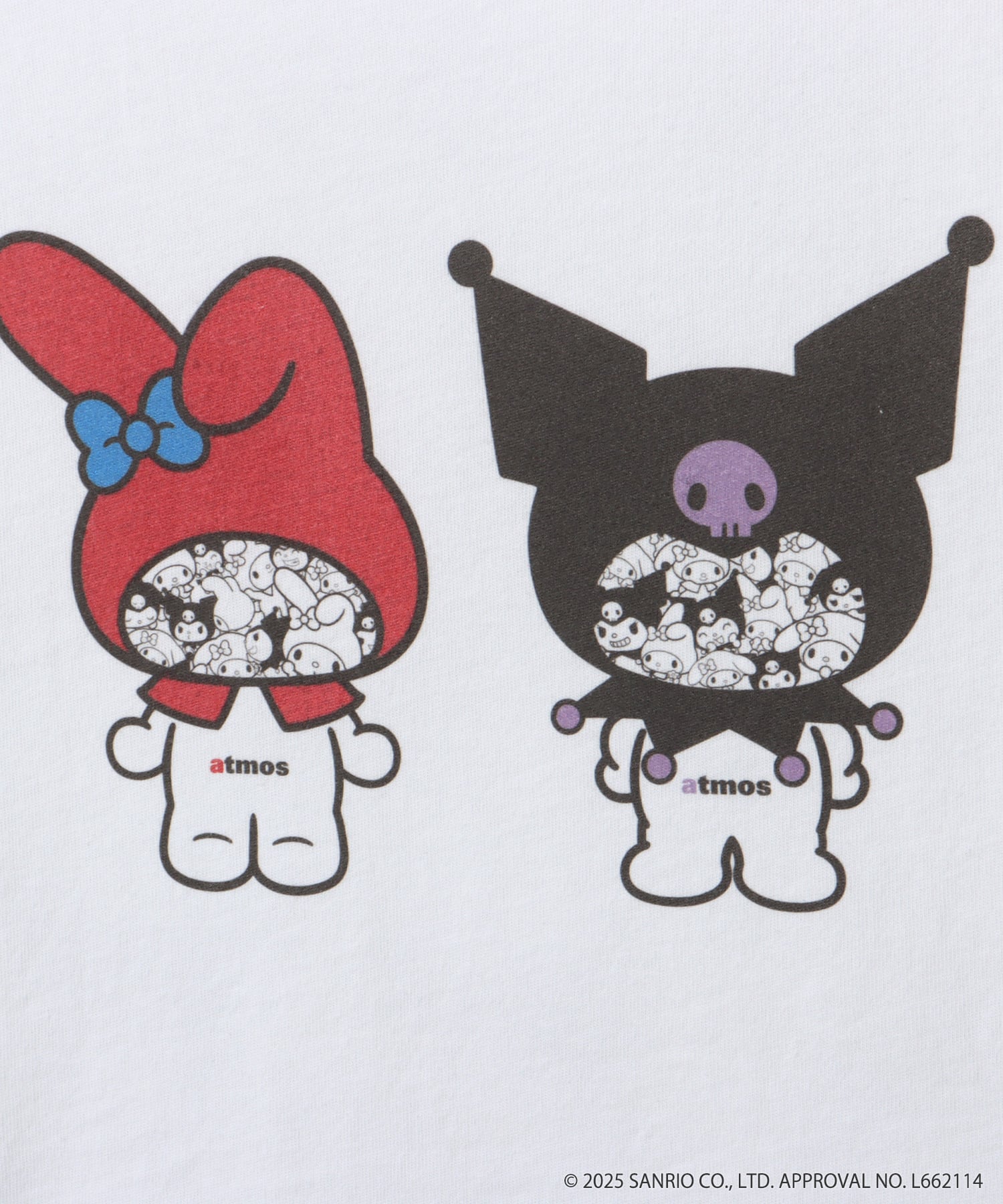 atmos pink x MY MELODY ＆KUROMI Vintage Big T-shirt WHITEの画像