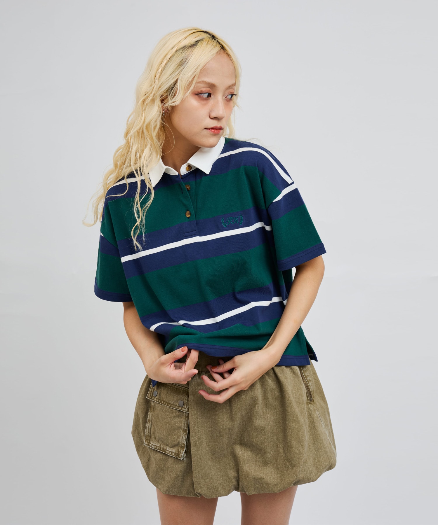 atmos pink Rugger Shirt GREENの画像