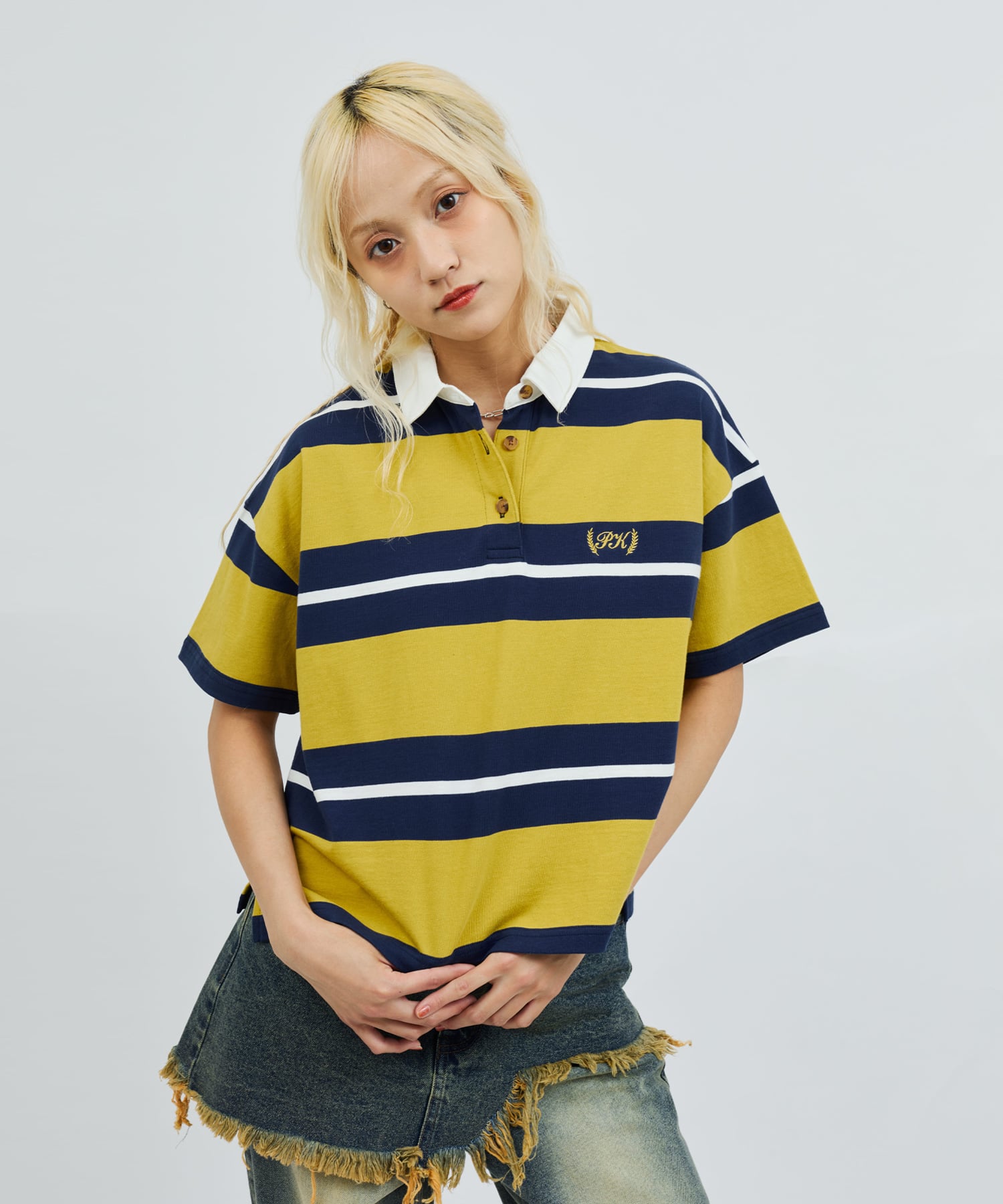 atmos pink Rugger Shirt YELLOWの画像