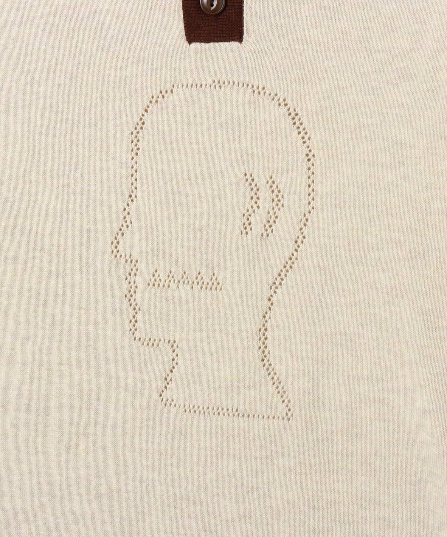BRAIN DEAD LOGO HEAD POINTELLE POLO NATURALの画像