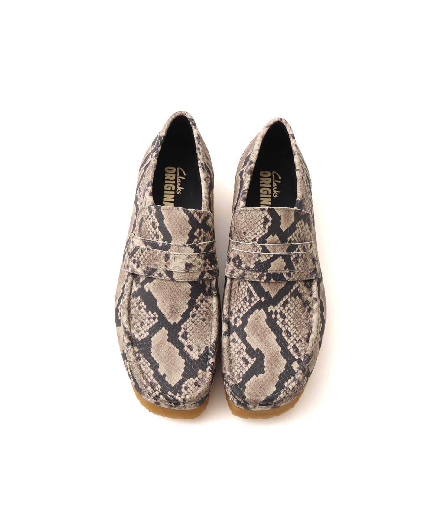 CLARKS WallabeeLoafer Grey Snake Lea Grey Snake Leaの画像