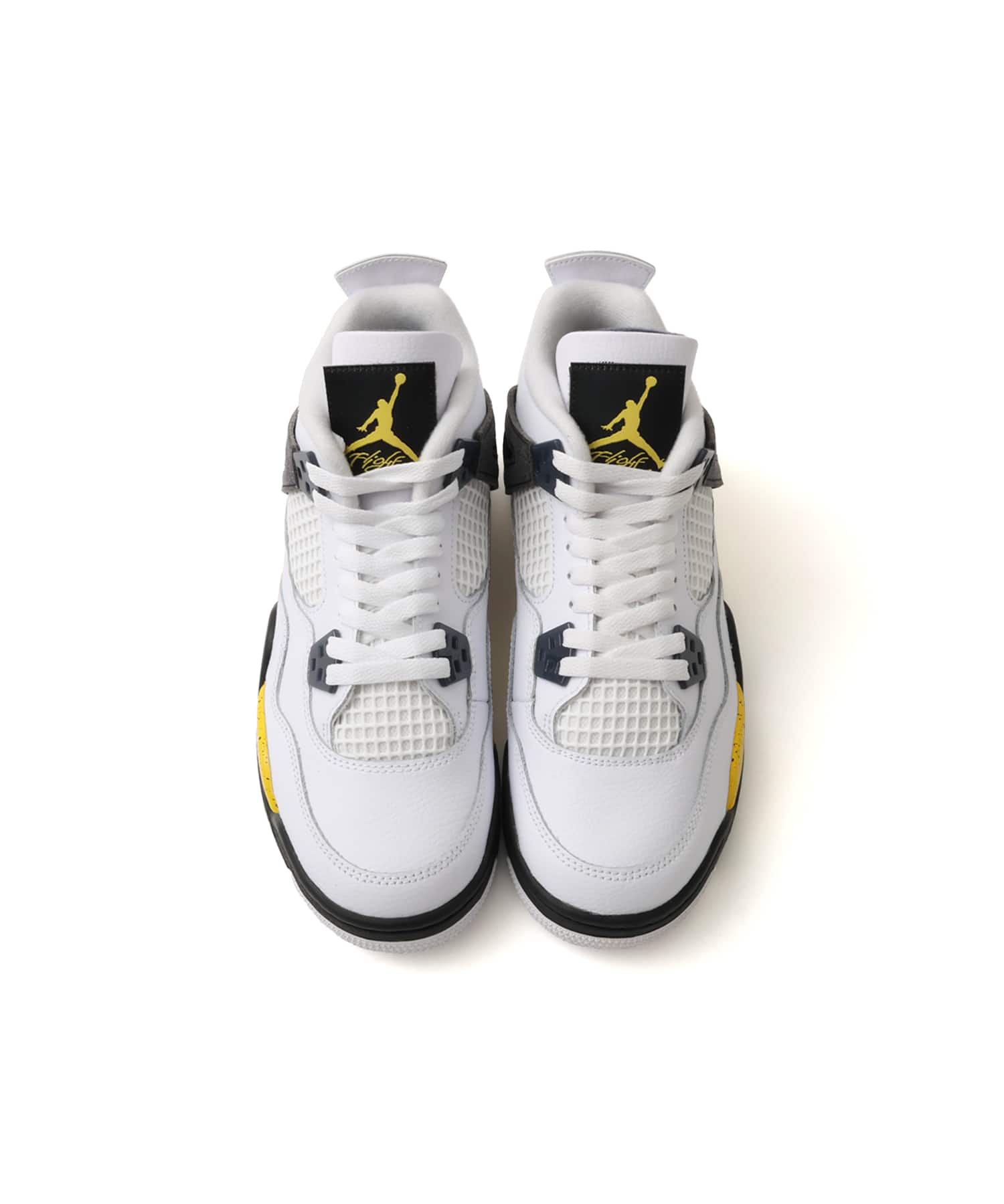 JORDAN BRAND AIR JORDAN 4 RETRO GS WHITE/TOUR YELLOW-DK BLUE GREY-BLACKの画像