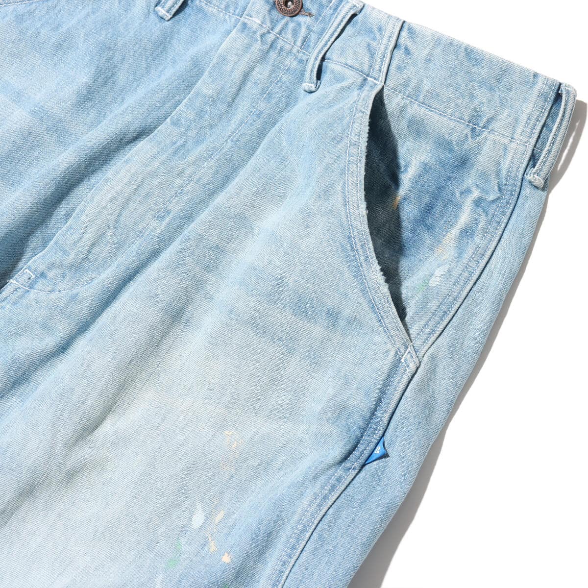 LIBERAIDERS STAMPED DENIM SARROUEL PANTS LIGHT BLUE 24SP-Iの画像
