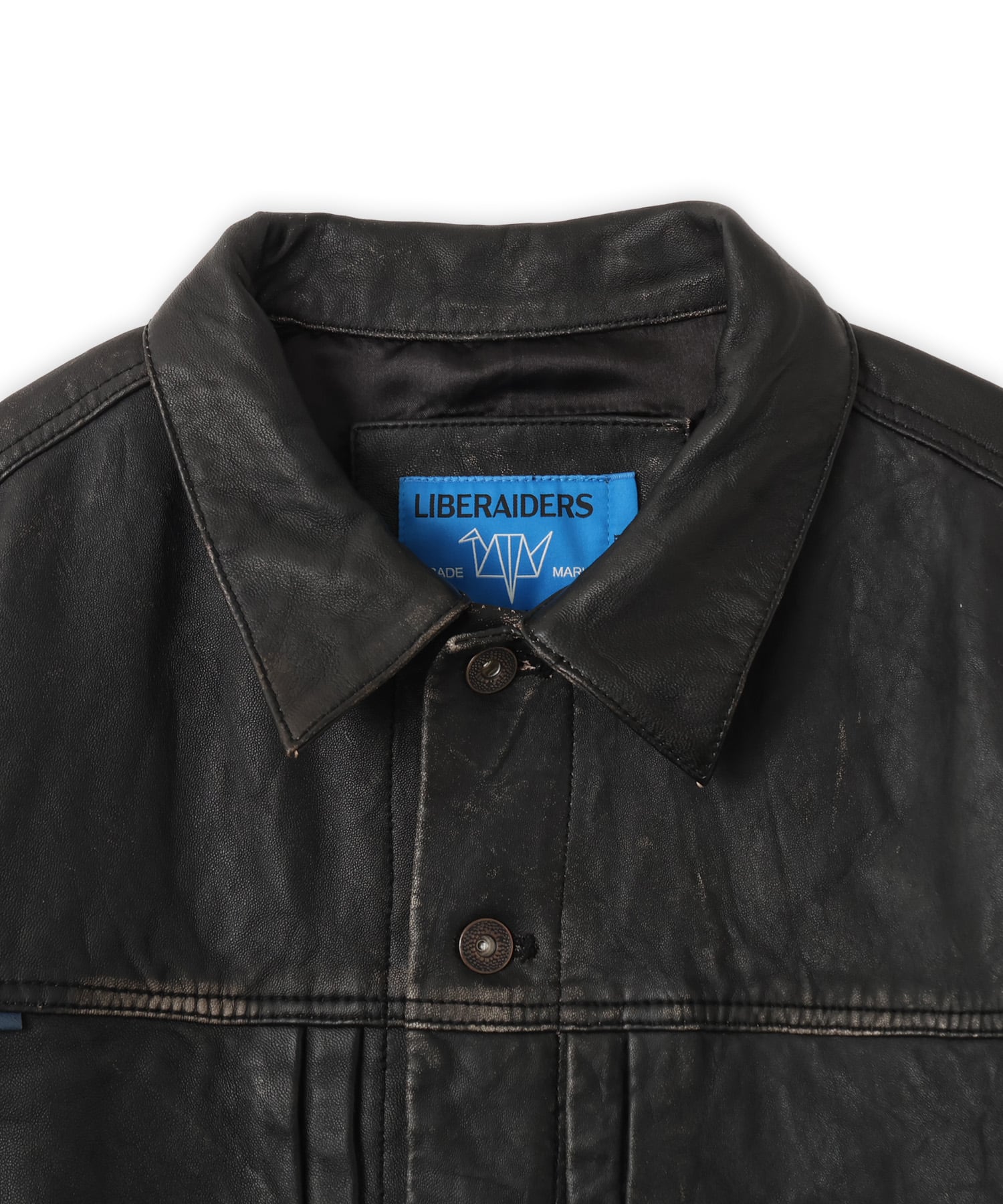 LIBERAIDERS WASHED LEATHER JACKET BLACKの画像