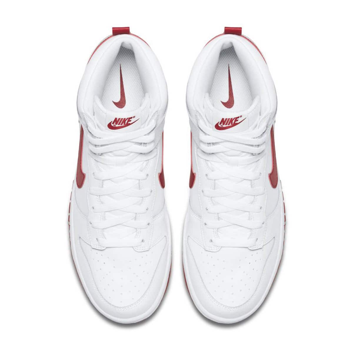 white nike high tops red swoosh
