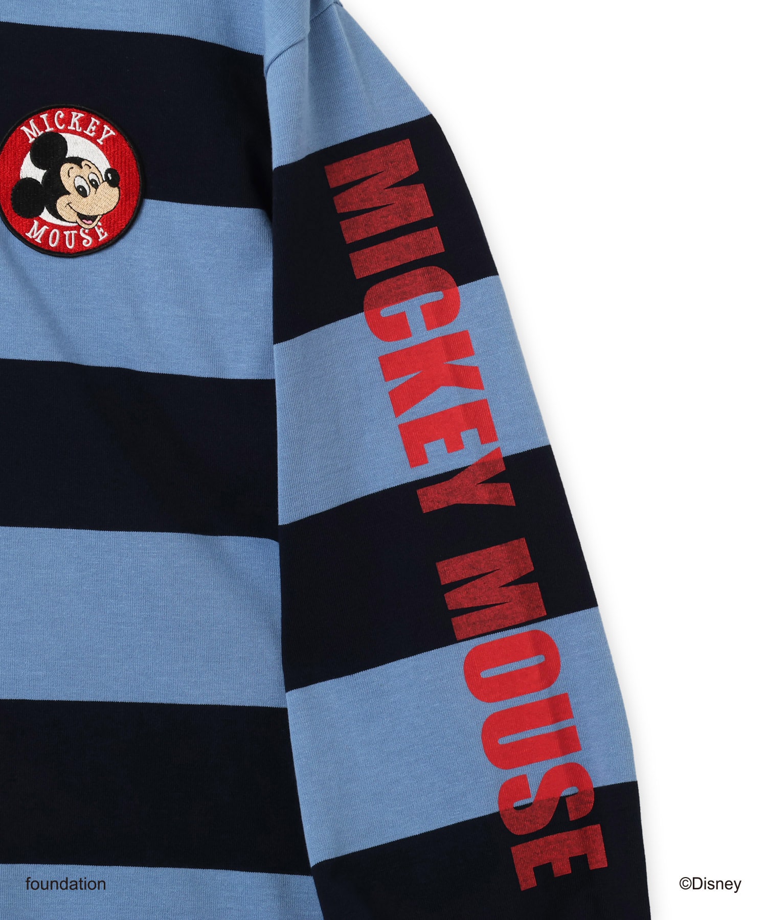 MICKEY & MINNIE / atmos pink Rugger Polo Long Sleeves T-shirt BLUEの画像