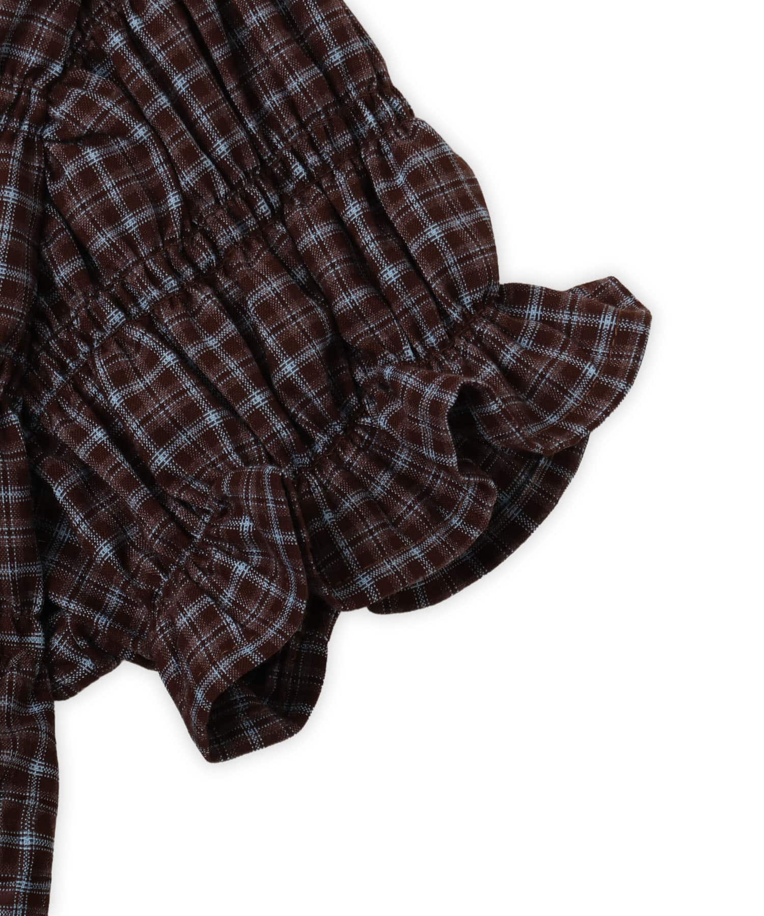 atmos pink Plaid Shirring Shirt BROWNの画像