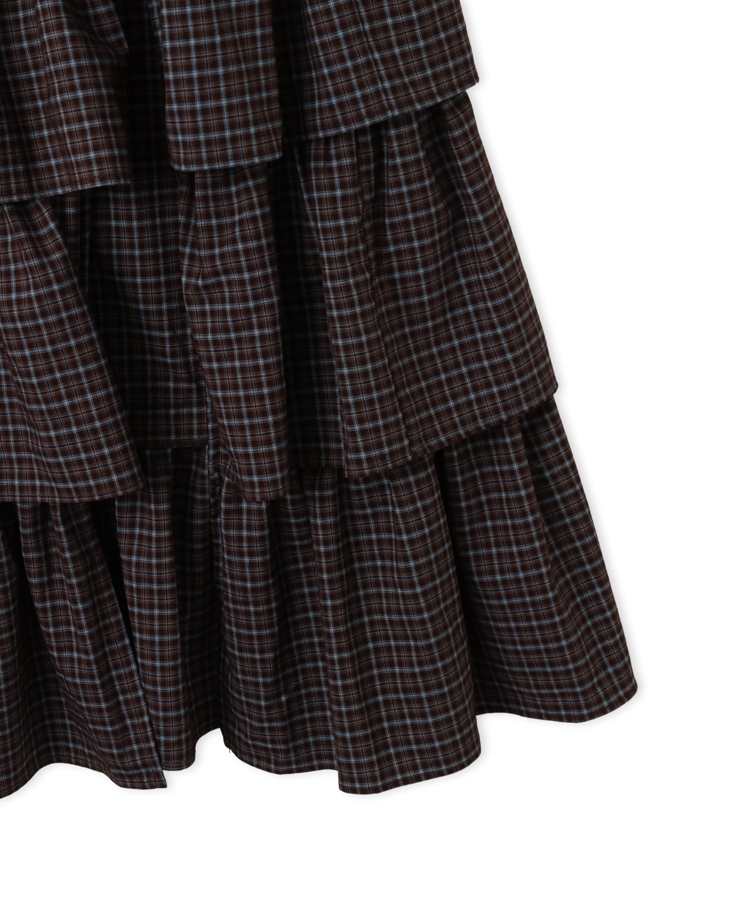 atmos pink Plaid Tiered Skirt BROWNの画像