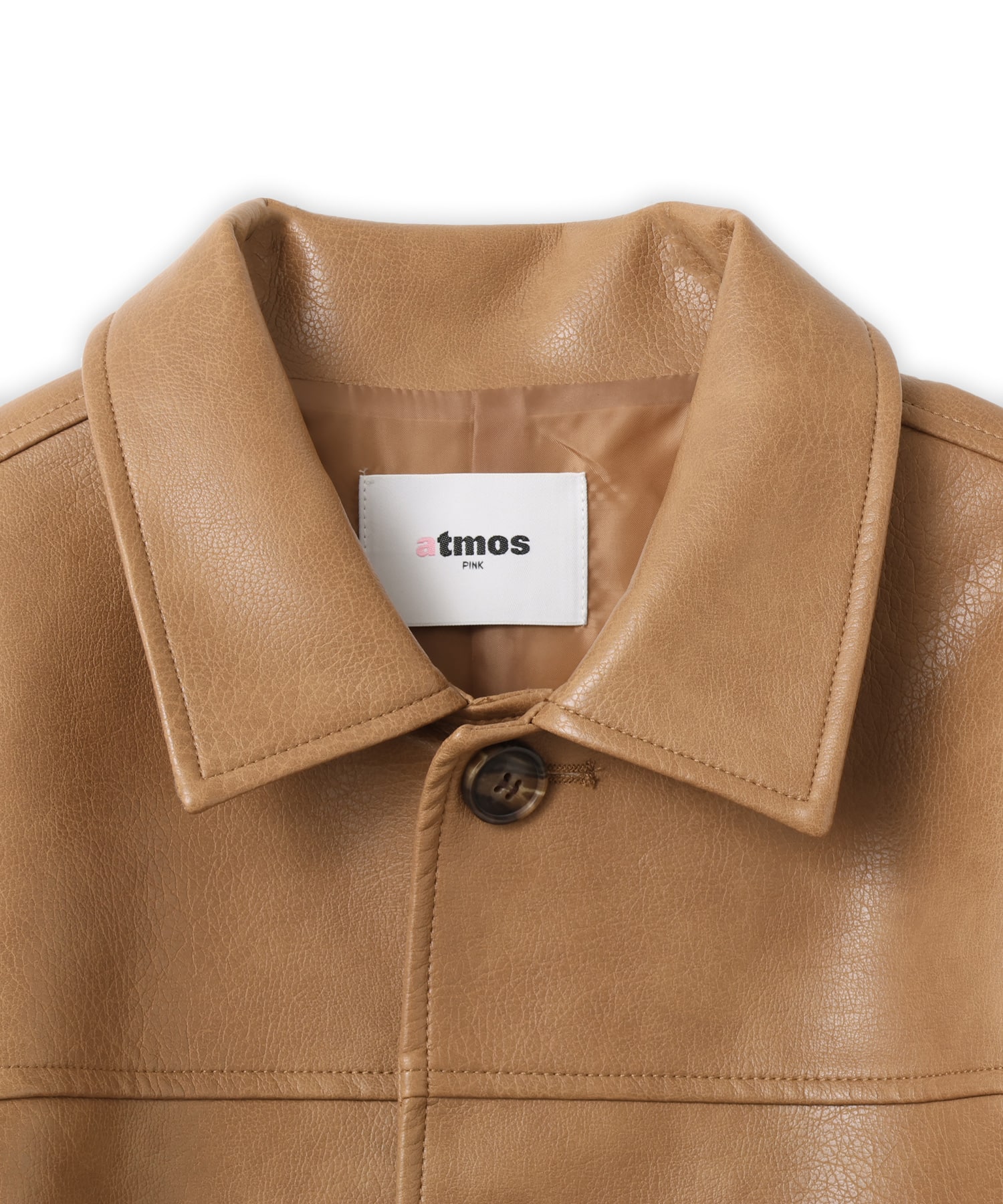 atmos pink Synthetic Leather Car Coat BEIGEの画像