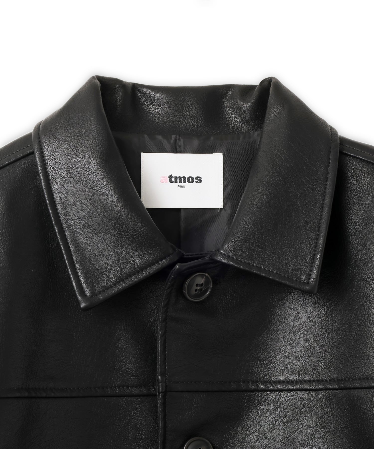 atmos pink Synthetic Leather Car Coat BLACKの画像
