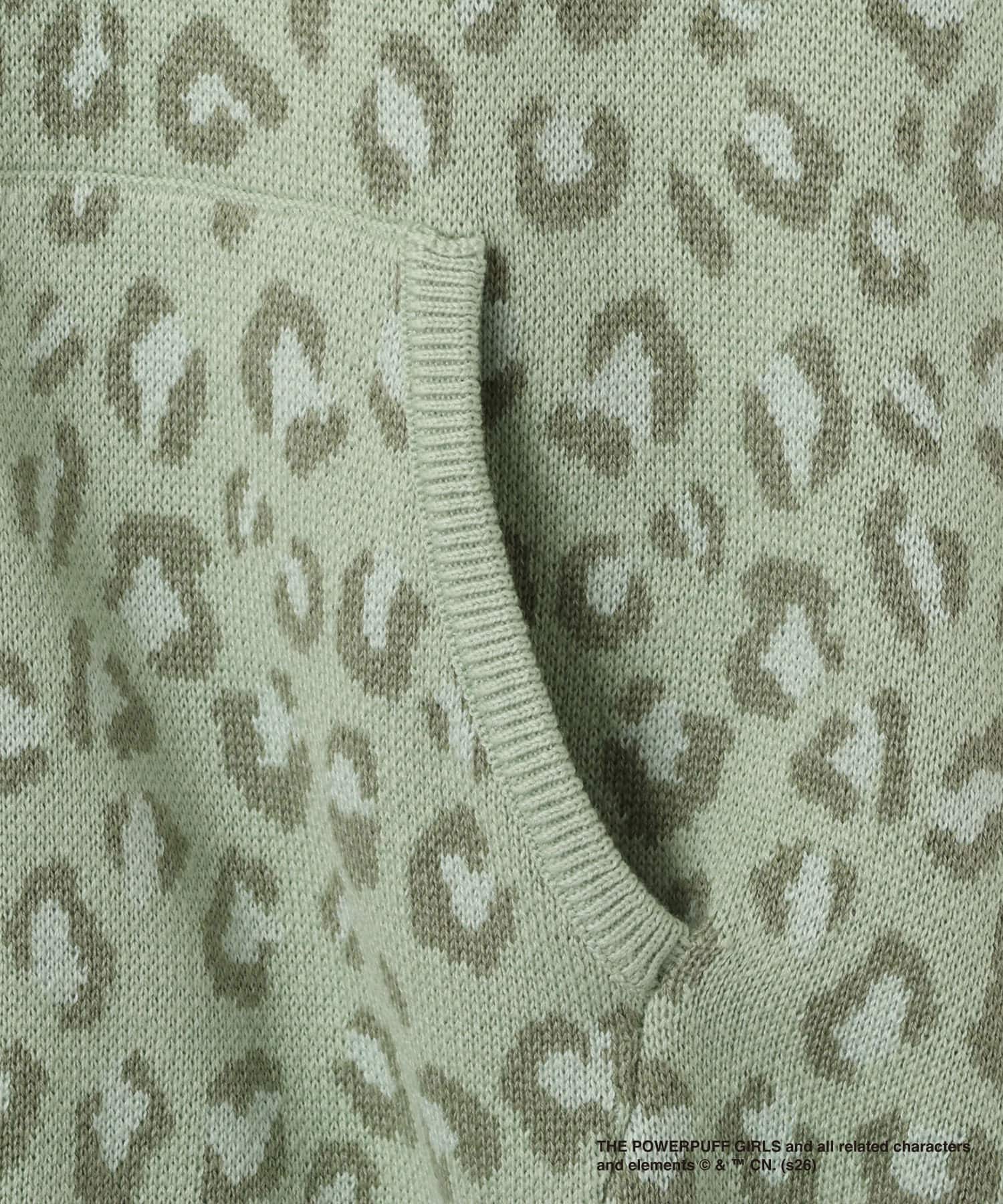 The Powerpuff Girls x atmos pink Leopard Zip-up Hoodie GREENの画像