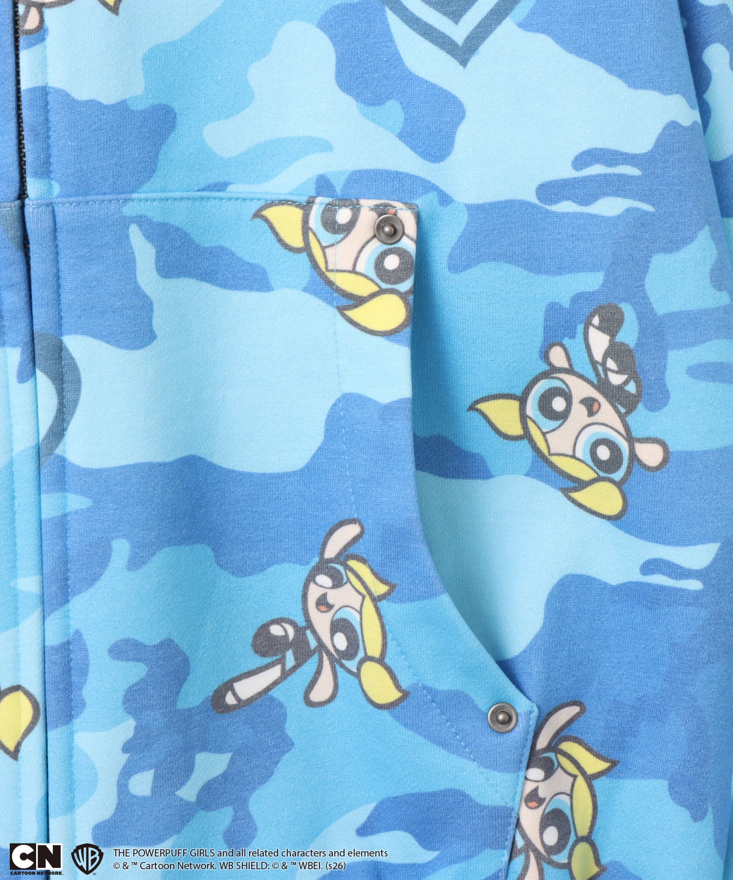 The Powerpuff Girls x atmos pink Camouflage Zip-up Hoodie BLUEの画像