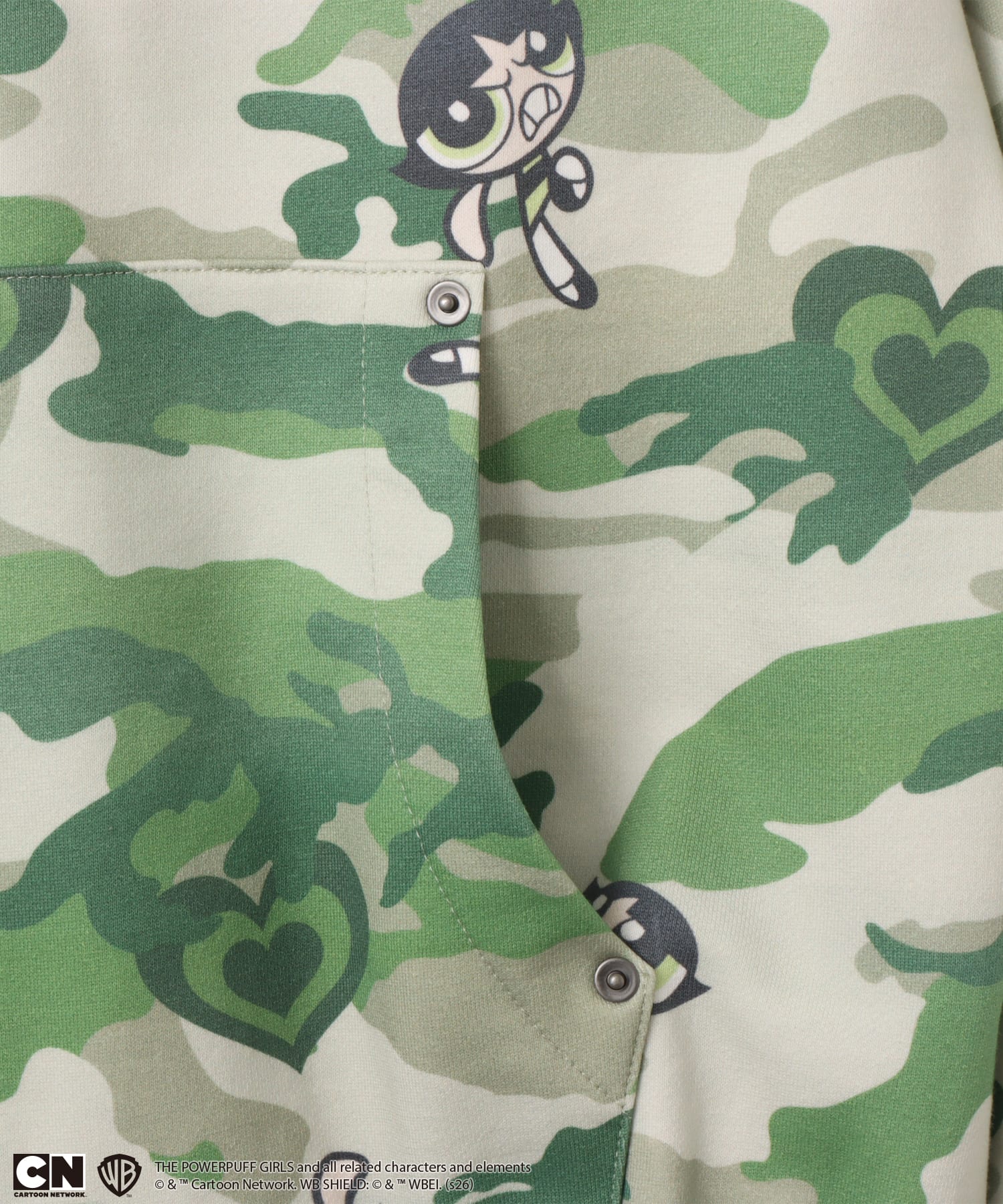 The Powerpuff Girls x atmos pink Camouflage Zip-up Hoodie GREENの画像