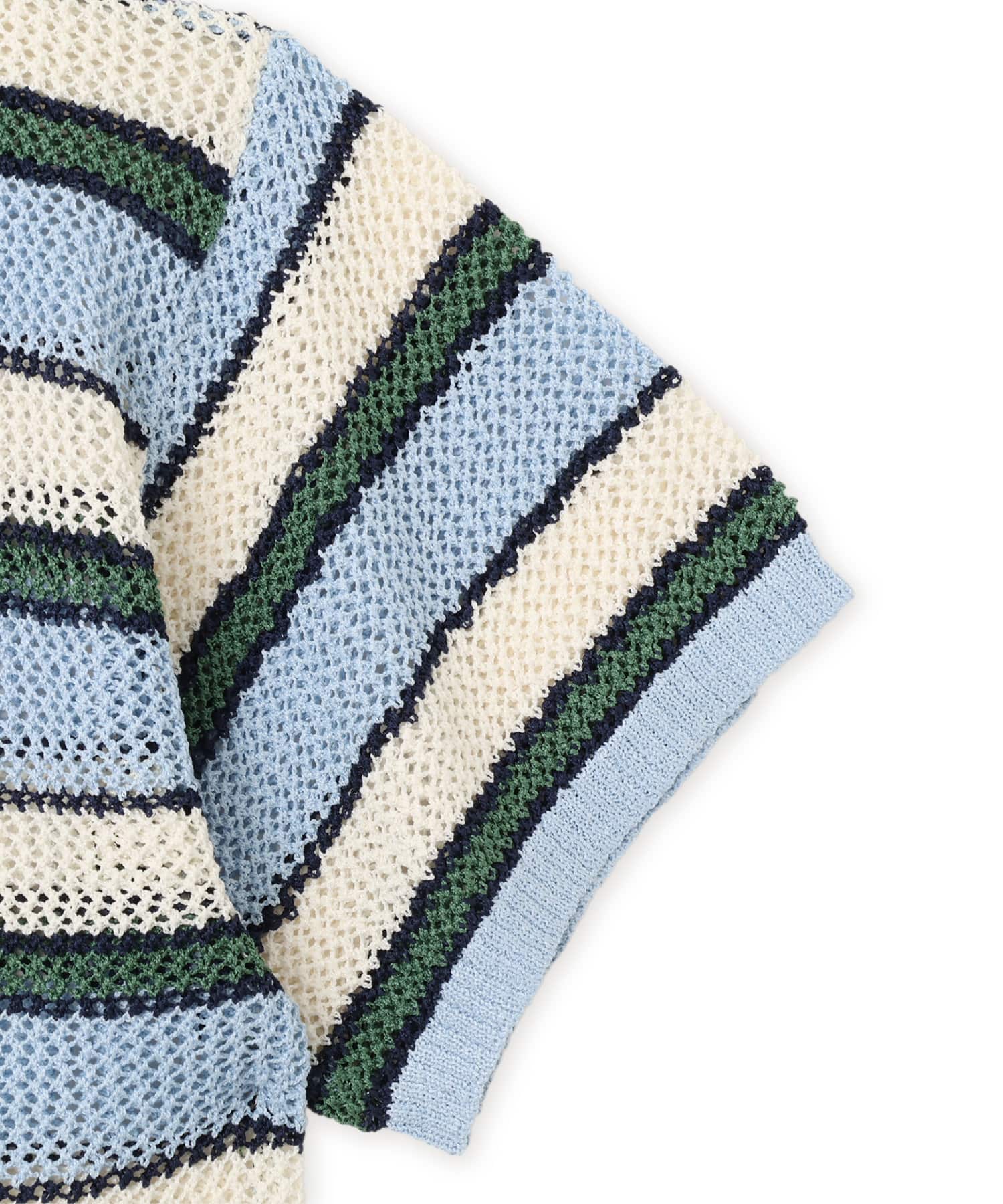 atmos pink Border Mesh Knit Tops BLUEの画像