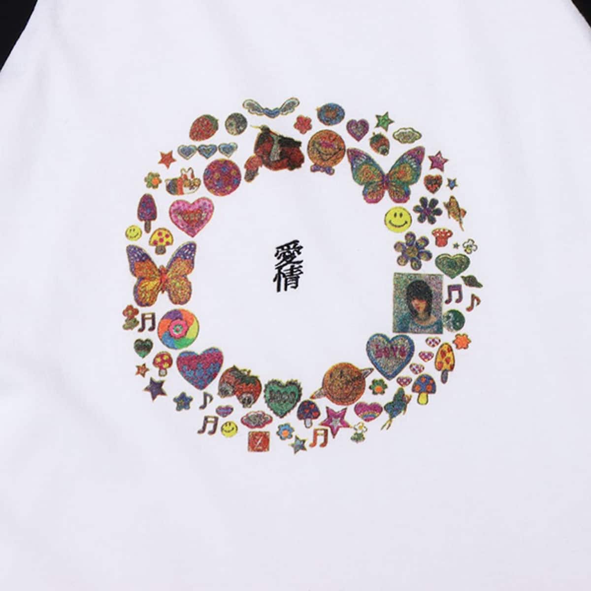 atmos pink × sakai ibuki collaboration raglan tee BLACKの画像