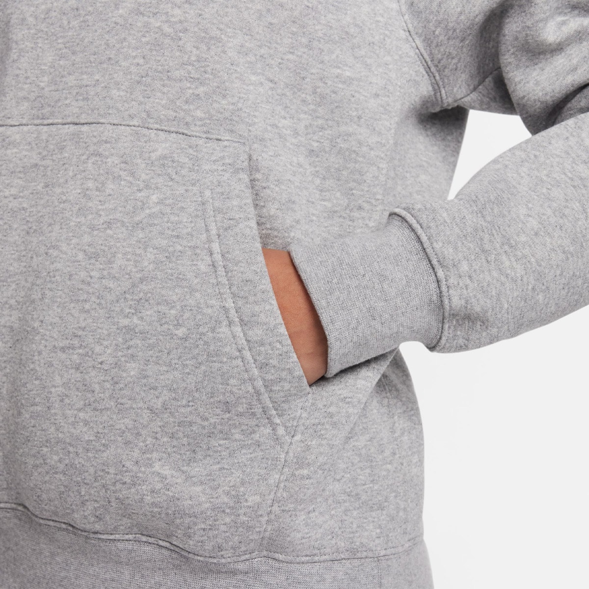 NIKE AS M NSW CLUB HOODIE PO BB DK GREY HEATHER/MATTE SILVER/WHITEの画像