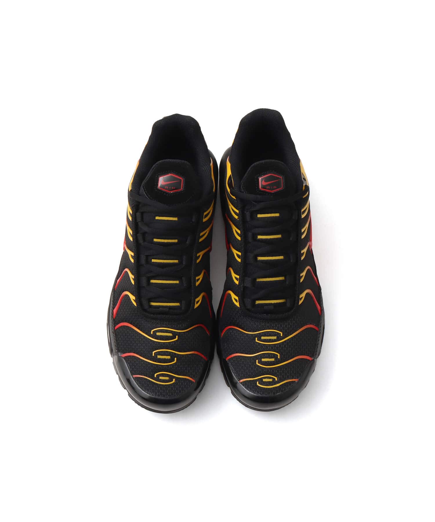 NIKE AIR MAX PLUS BLACK/UNIVERSITY RED-UNIVERSITY GOLDの画像