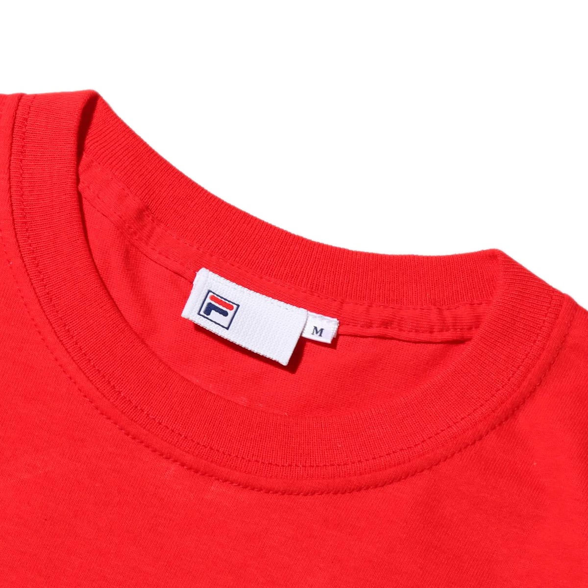 FILA x atmos Square LOGO embroidery T-Shirt RED