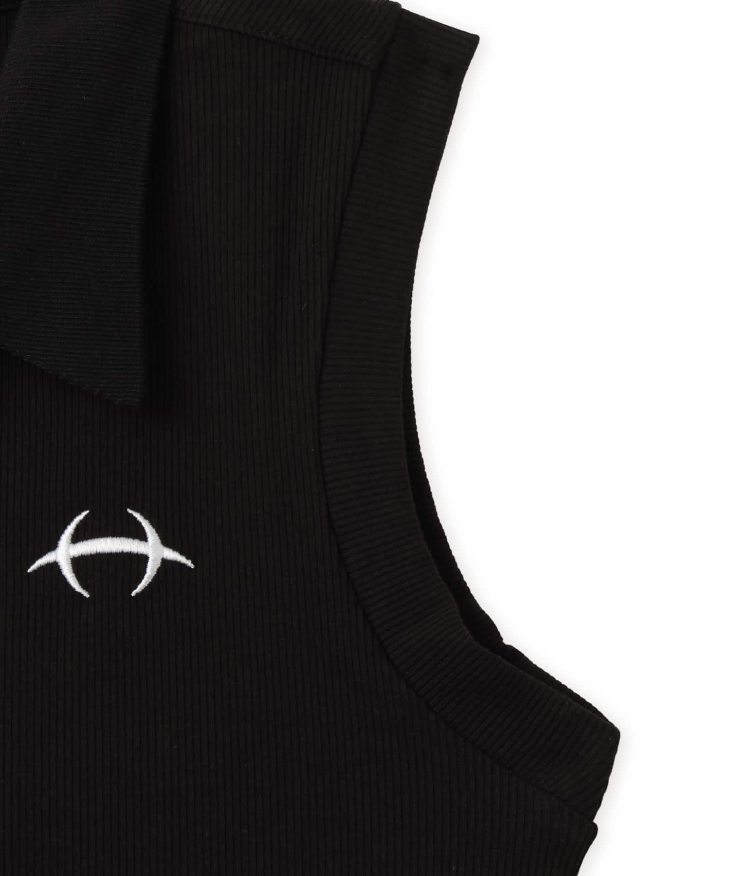HDEX Womens Open Pique Crop Sleeveless Blackの画像