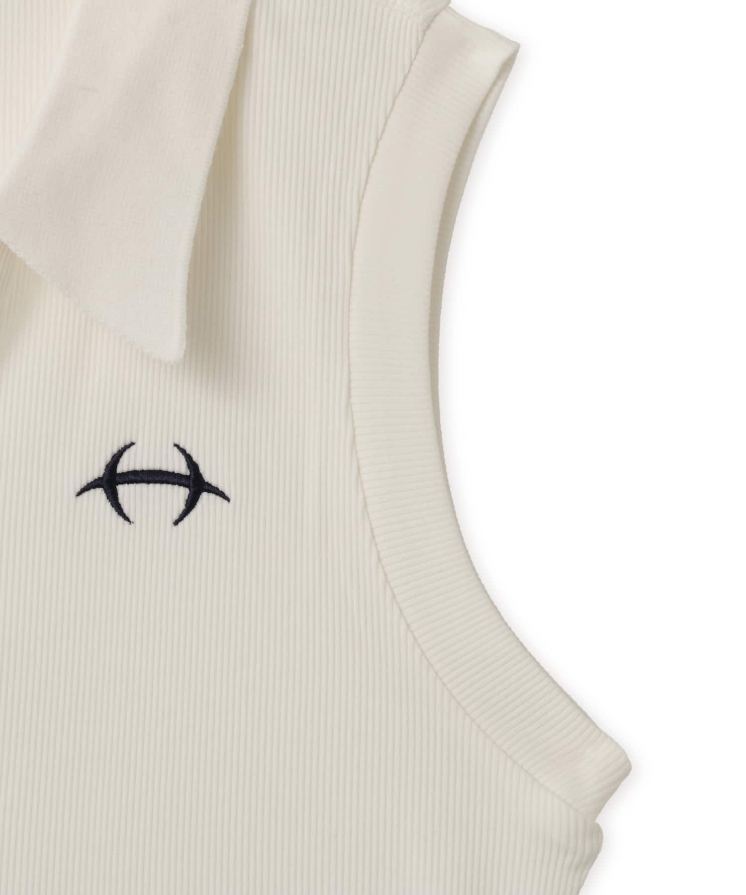 HDEX Womens Open Pique Crop Sleeveless Whiteの画像